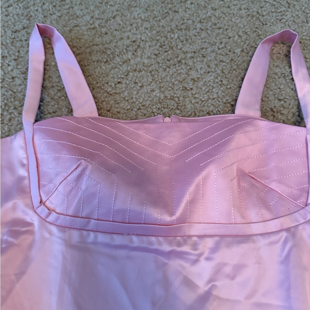 Pink Satin Mini Dress with Spaghetti Straps - Picture 3 of 6